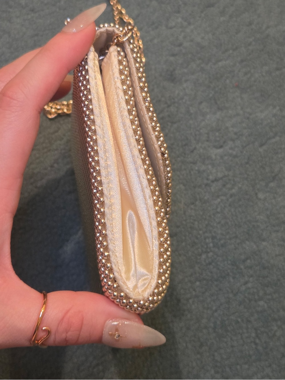 Charming Charlie RSVP Gold Mesh Crossbody Evening Bag Clutch - Picture 9 of 9